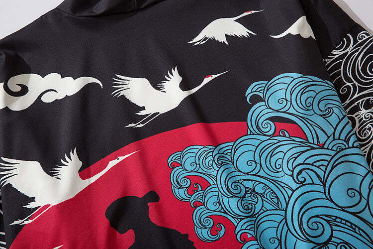 Niepce Streetwear Japanese Black Kimono Graphic Tee Samurai Short Sleeves Shirt gallery