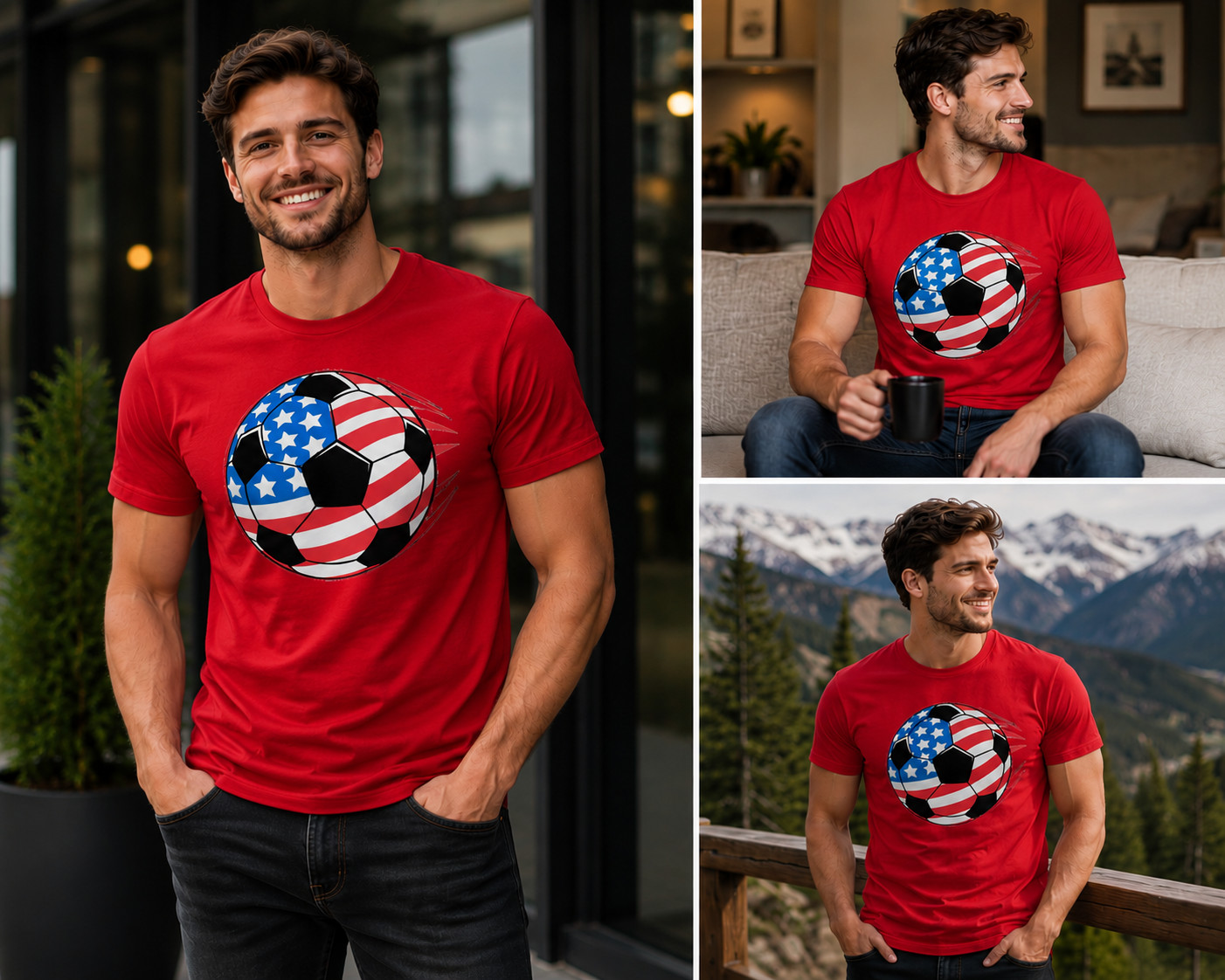USA Flag Soccer Ball Shirt American Patriotic Football Fan Tee 2026 Unisex gallery