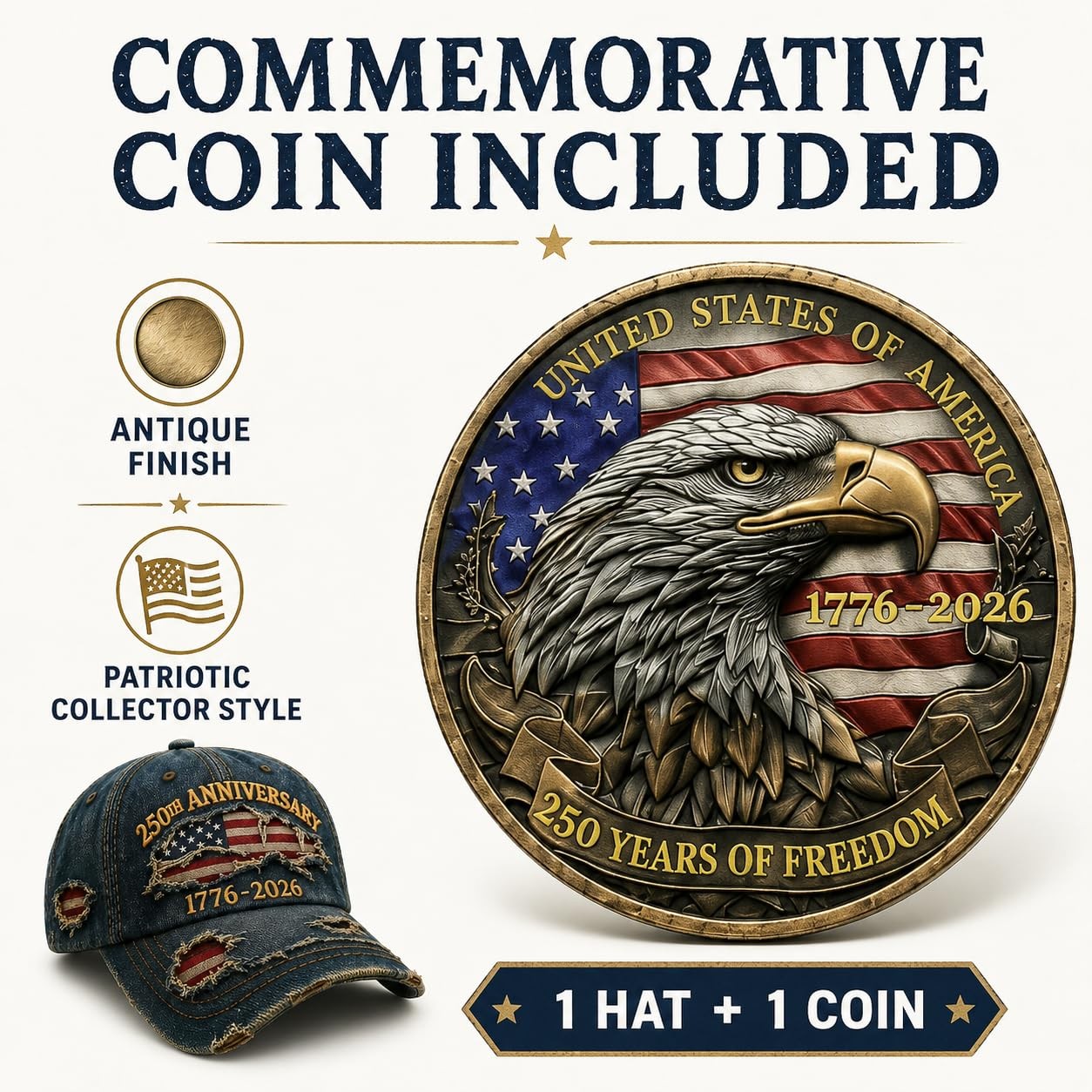 USA 250th Anniversary Hat 1776-2026 – 250 Anniversary USA Hat America 250 Hat... gallery