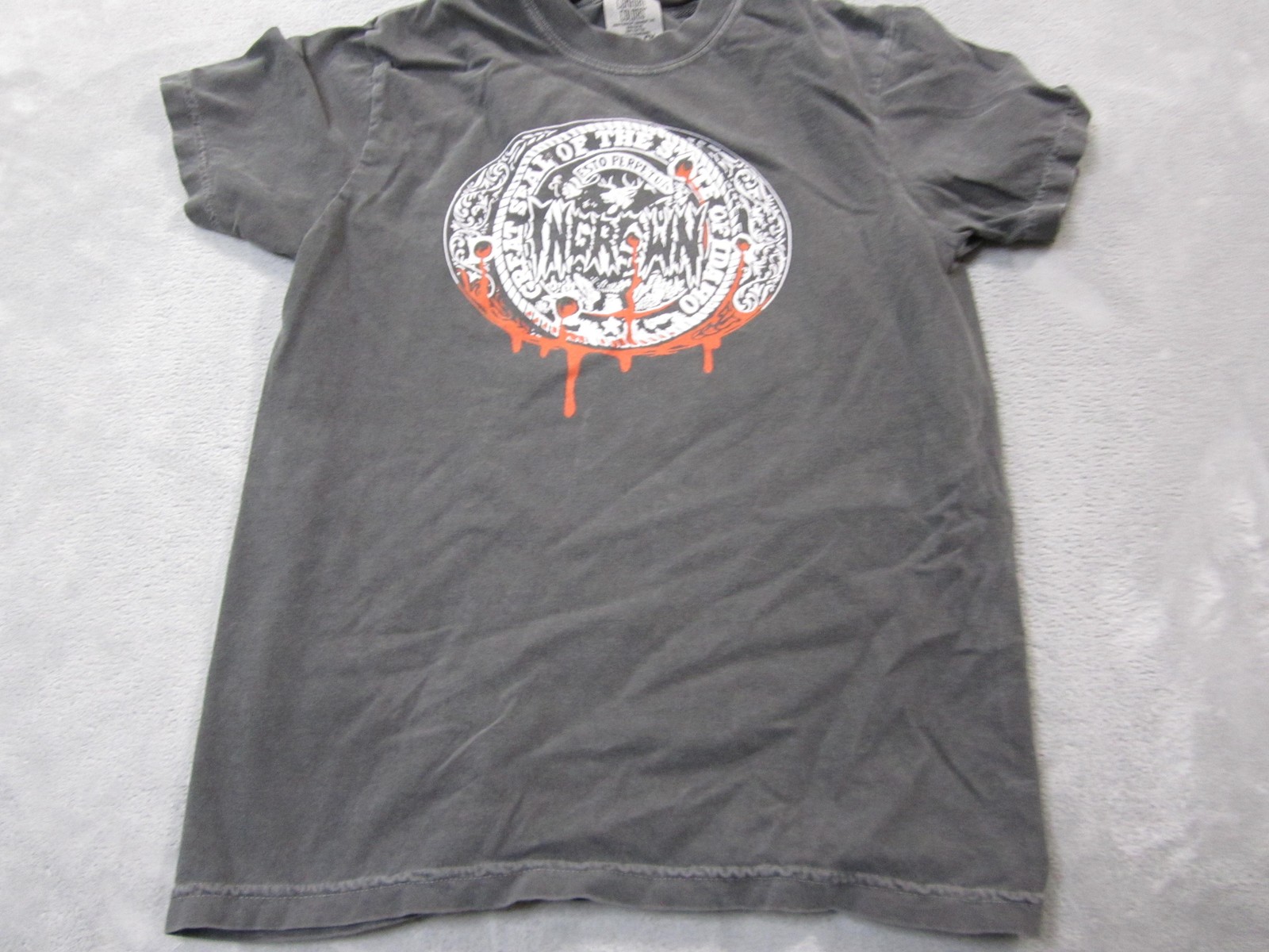 Comfort Colors Shirt Mens Small Gray Watch Your Back Skull Graphic Tee Horror gallery