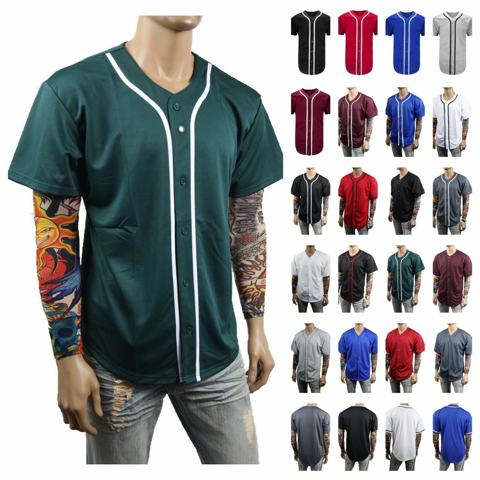 Men Baseball T-Shirt Jersey Plain Team Uniform Sports Raglan Fashion Activewear gallery