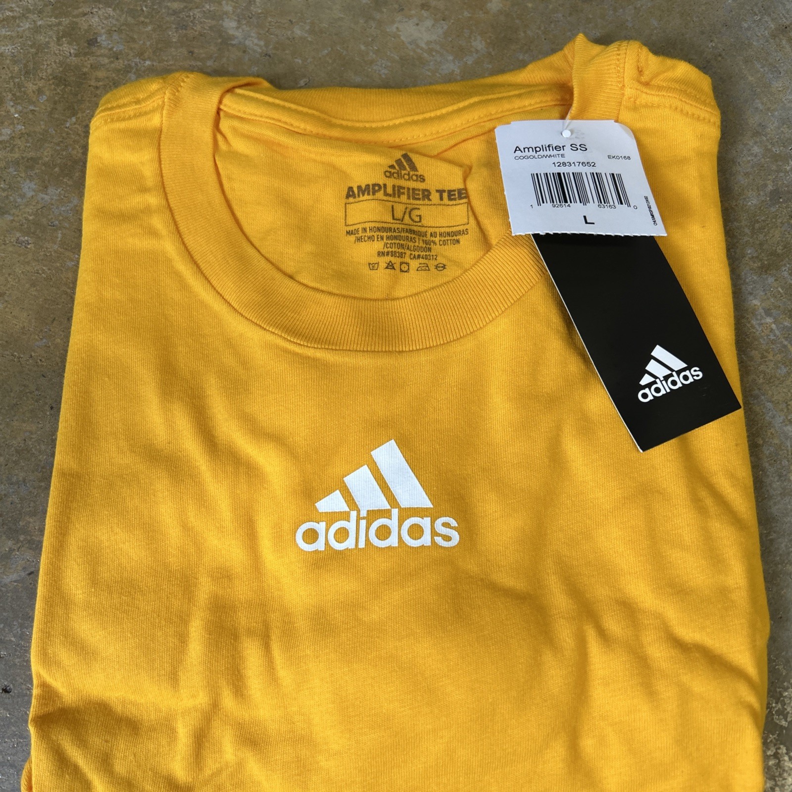 adidas Cotton Amplifier Tee Short Sleeve Gold EK0168 Men’s Size Large - NWT gallery