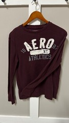 Aeropostale Mens Medium Sweater – Red – 100% Soft Cotton Knit – Embroidered