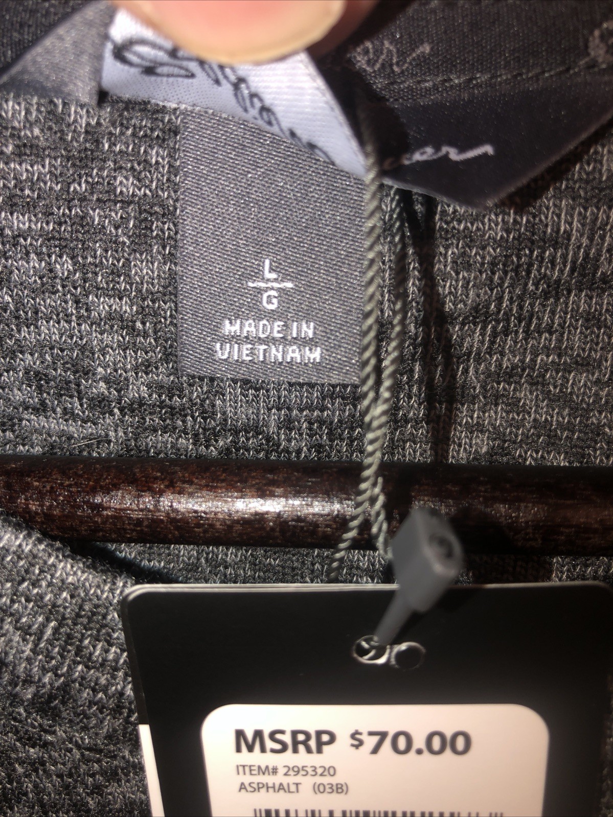 Eddie Bauer Long Sleeve Pocket Tee Textured Heather Gray Fabric Size Large NWT gallery