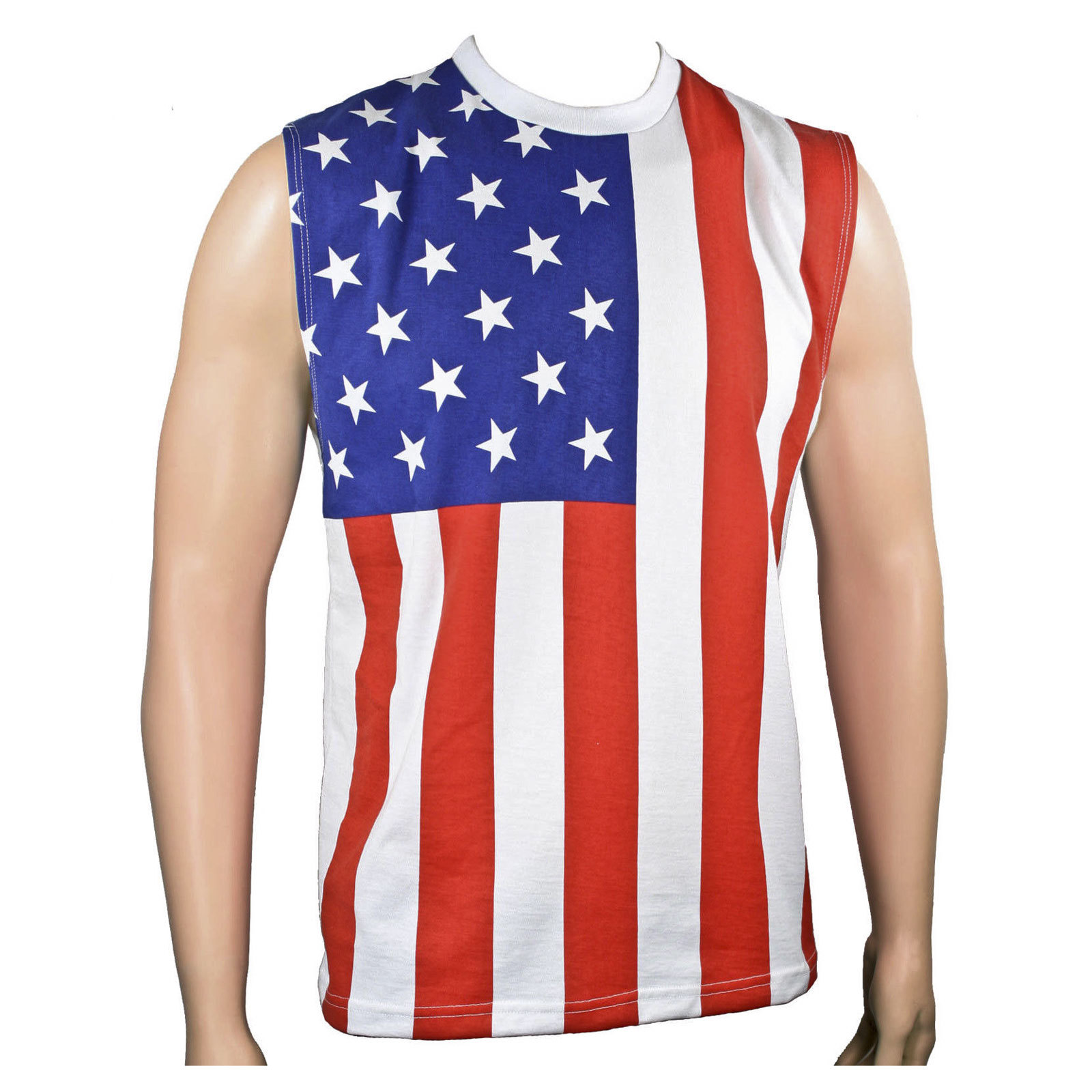 Adult Men's USA American Flag 4th of July Patriotic Sleeveless Shirt Tank Top gallery