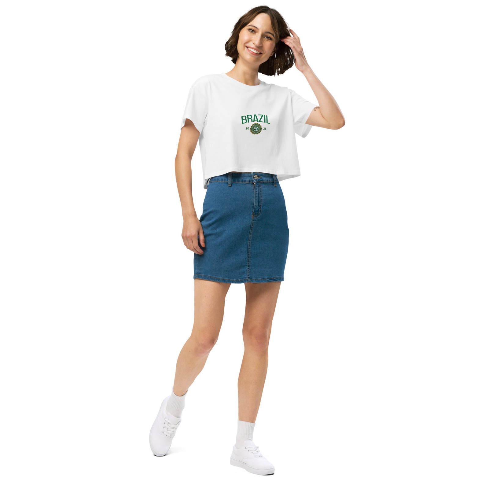 Brazil 2026 Soccer Futbol Fan Women’s crop top gallery
