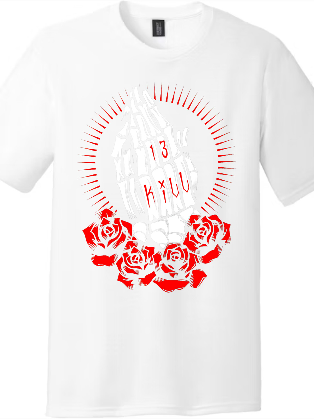 Punk Skeleton Hand "KILL" T-Shirt-Unisex Gothic Rose Graphic Tee for Men & Women gallery