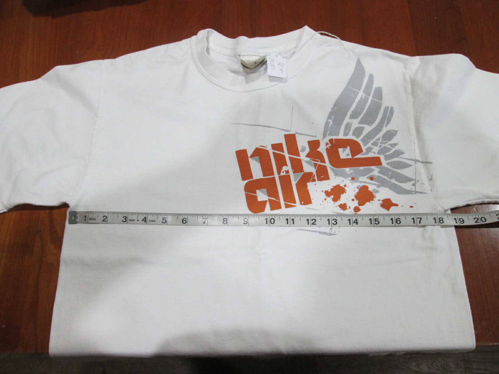 Nike Air T-Shirt Mens Size M Chest 37 White Orange Gray Short Sleeve 224-25137 gallery