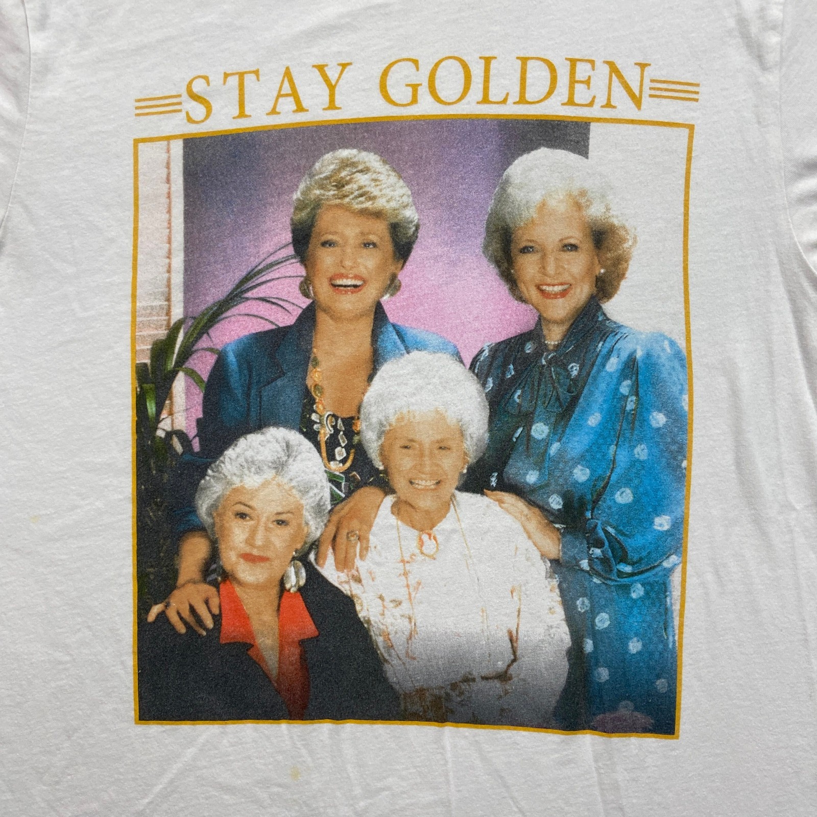 Old Navy The Golden Girls T Shirt “Stay Golden” Size Medium Off White Tv Funny gallery