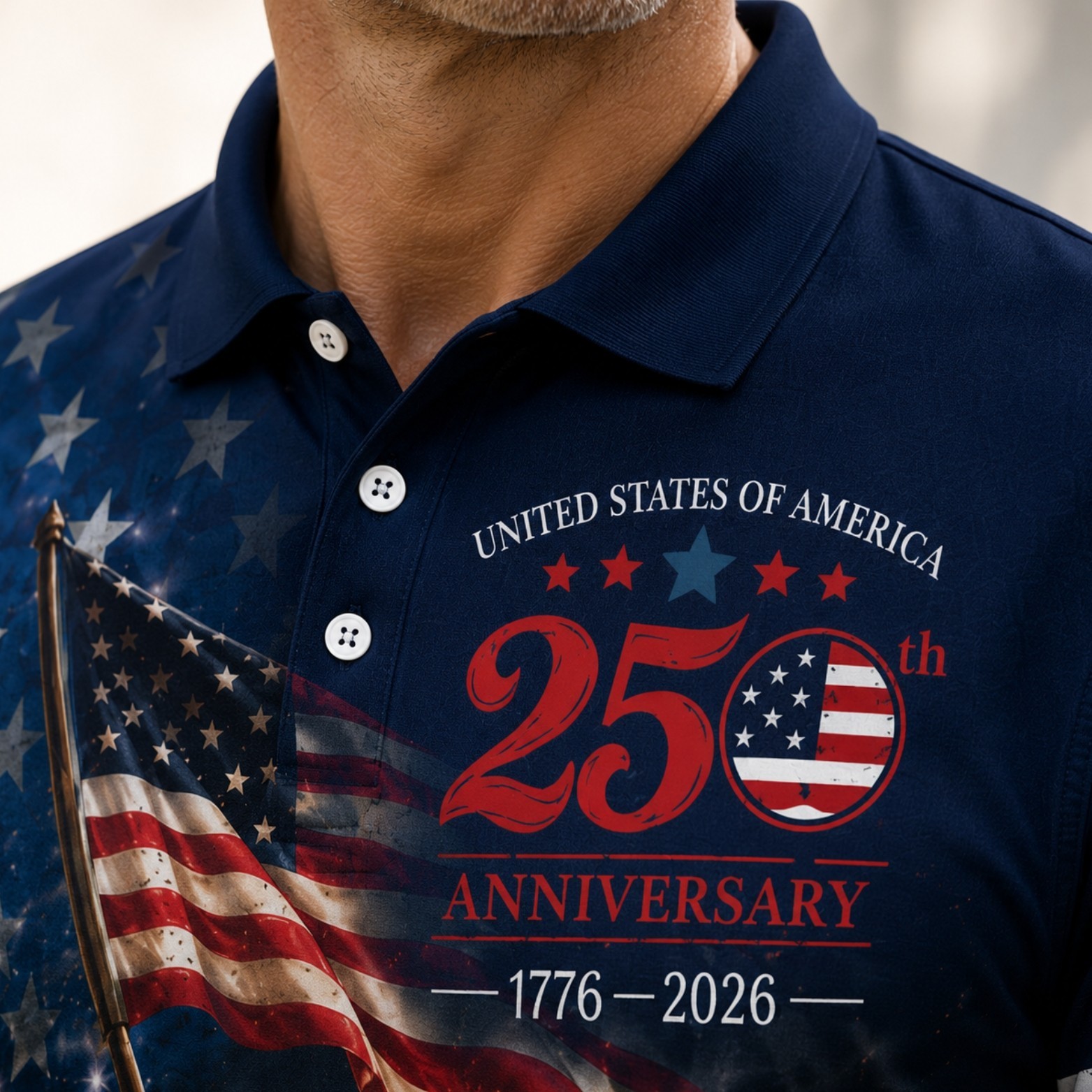 USA 250th Anniversary Polo Patriot Soldier Veteran 1776-2026 US Flag (S-5XL) gallery