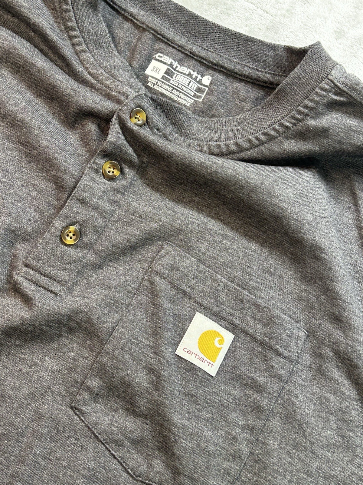 Carhartt Mens 3XL Short Sleeve Henley Loose Fit Work Wear 1 Pocket Construction gallery