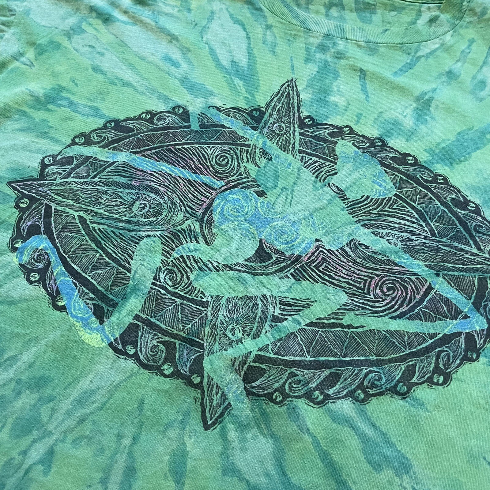 Vintage 90s Ocean Pacific T Shirt Size Large XL Surf Beach OP Tie Dye Art AOP gallery
