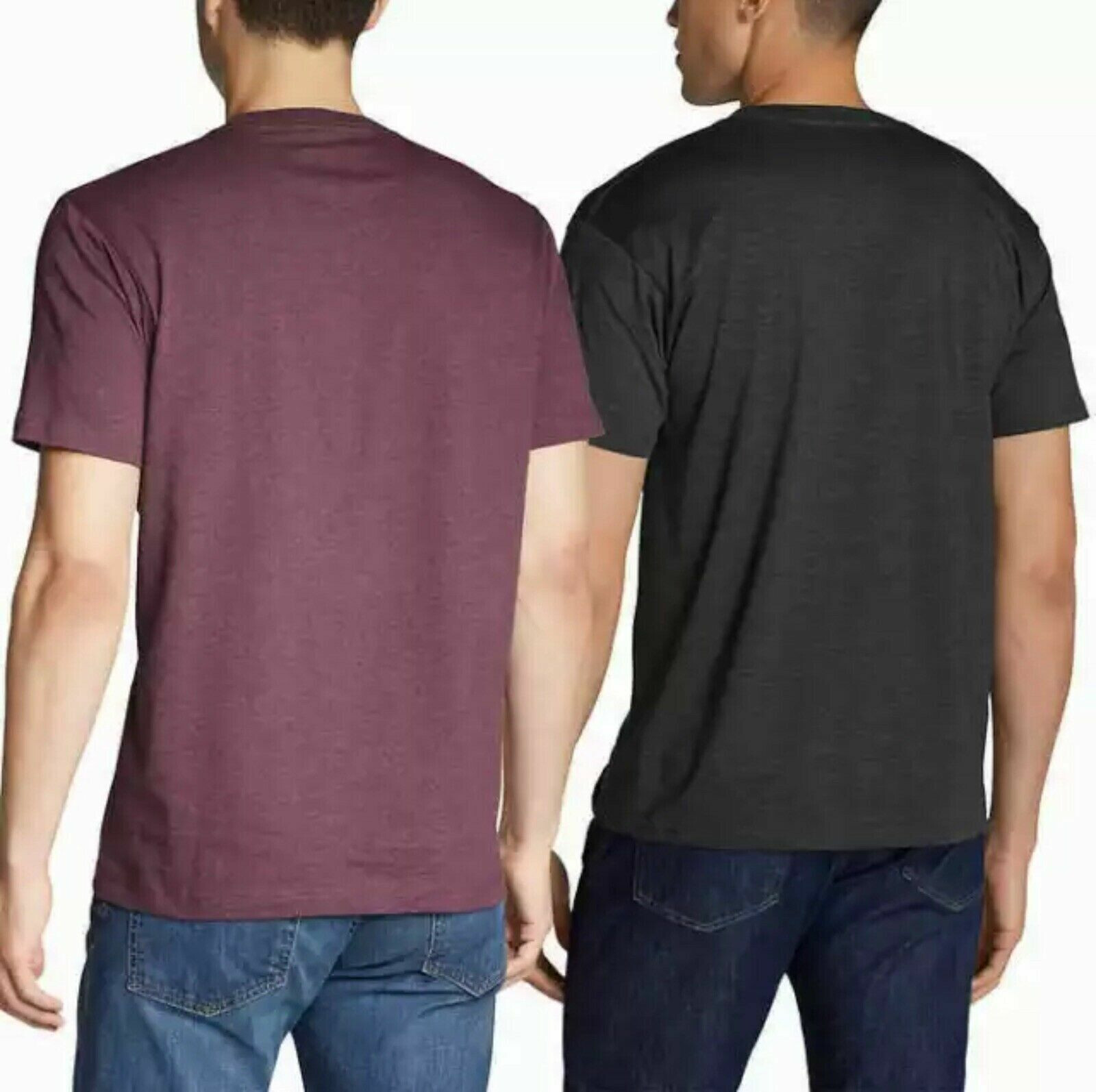Eddie Bauer 2 Mens Ultra Soft Graphic & Crew T-Shirts (Burgandy/Grey, Small) NWT gallery
