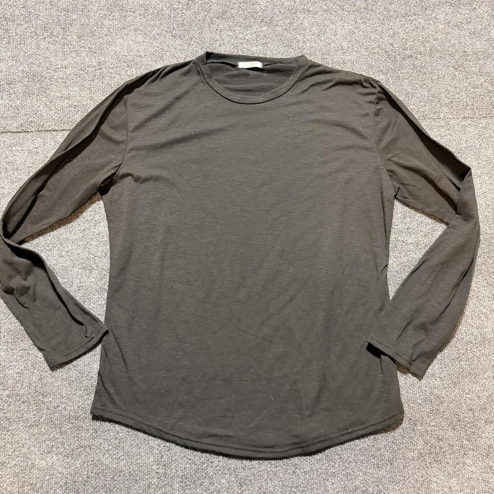 Coofandy Shirt Mens Large Gray Long Sleeve Crewneck Lightweight Jersey Casual