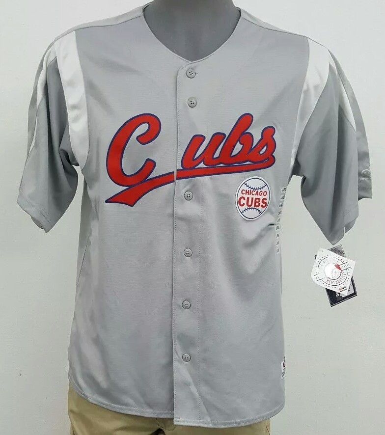 True Fan MLB Genuine Merch Chicago Cubs Grey Men's Jersey Shirt NWT L XL 2XL gallery