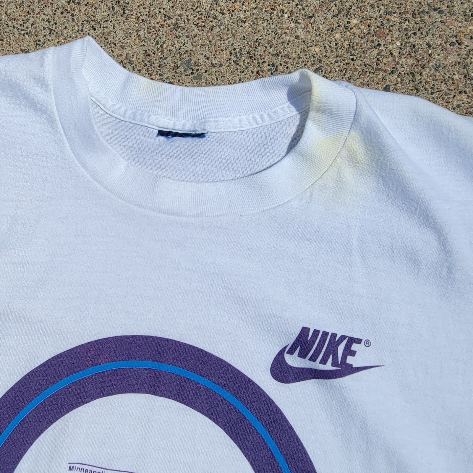 Vtg 80s Nike Swoosh Running Race Get In Gear T-shirt Single Stitch White Med USA gallery