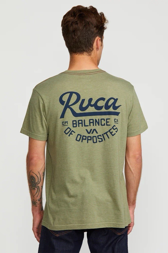 RVCA Men’s Script Sealed T-Shirt Short Sleeves Slim Fit In Ranger Green Size L gallery