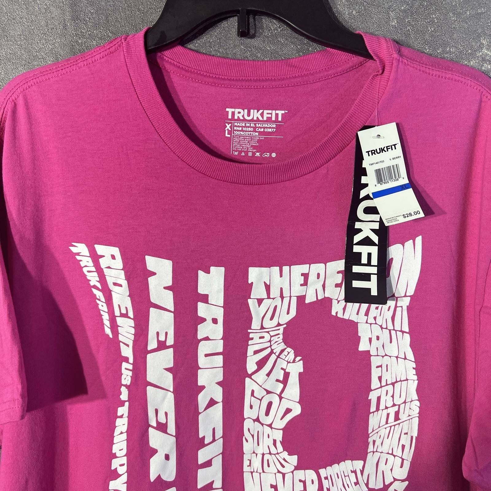 TRUKFIT Men's XL V. Berry Pink Short Sleeve Graphic T-Shirt Cotton El Salvador gallery