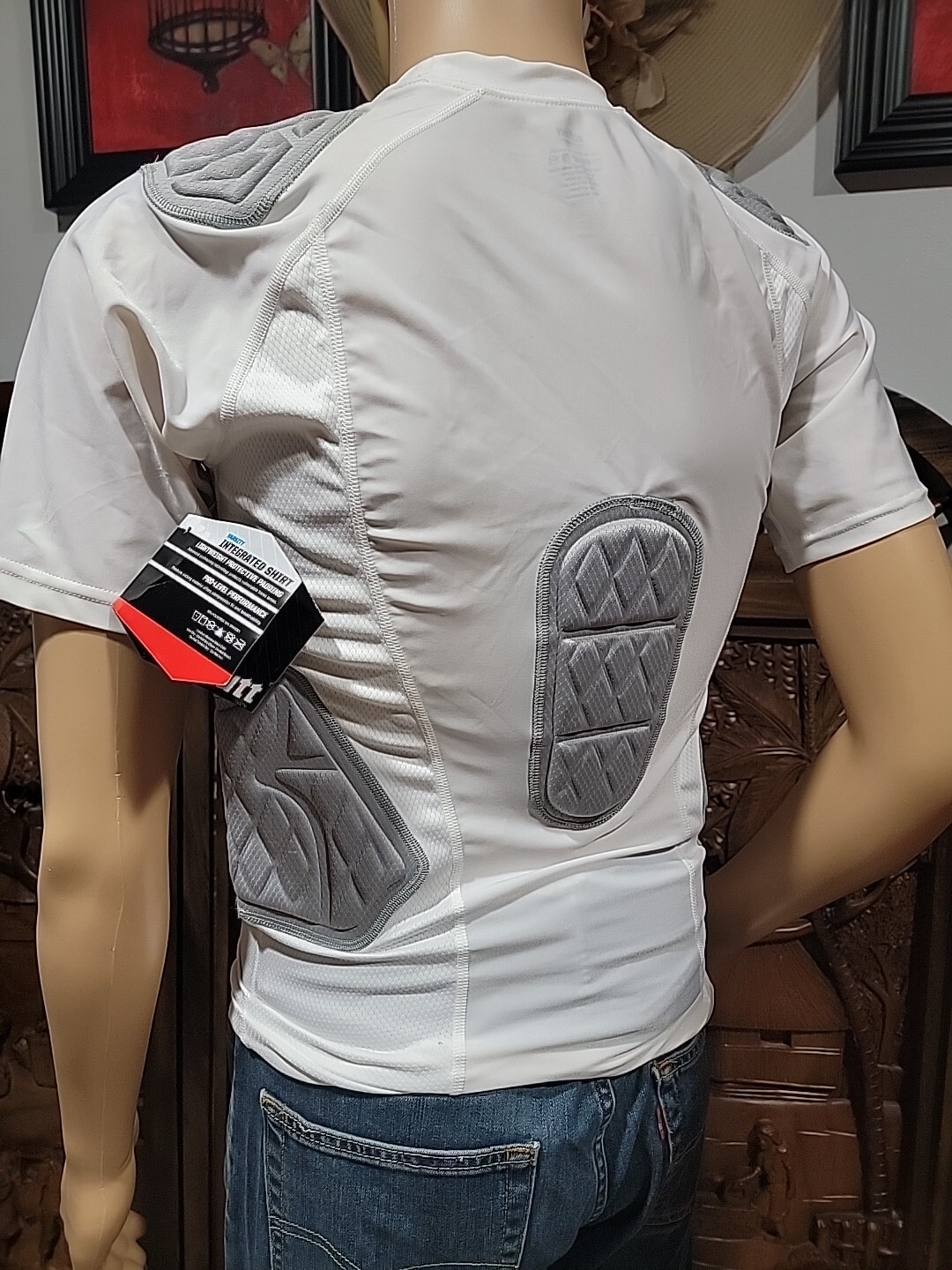 Schutt Size S Integrated Padded Men's Shirt White NWT #W6 gallery