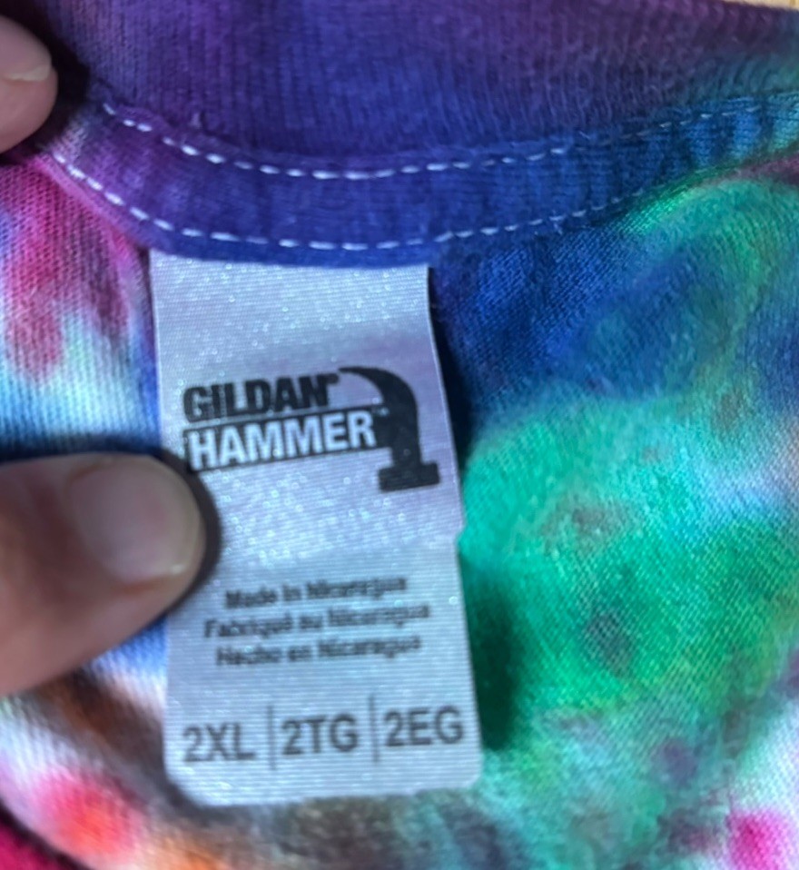 Hideaway Pizza Tiedye 2-sided T SHIRT XXL 2XL Gildan Hammer Colorful Rainbow gallery