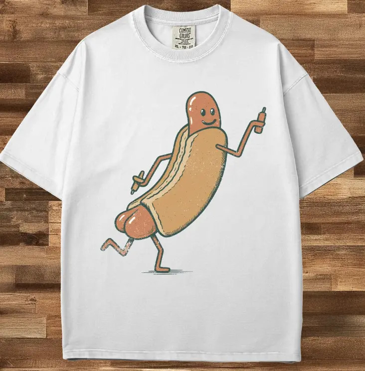 Funny Hotdog Graphic T-Shirt: Retro Foodie Humor Tee