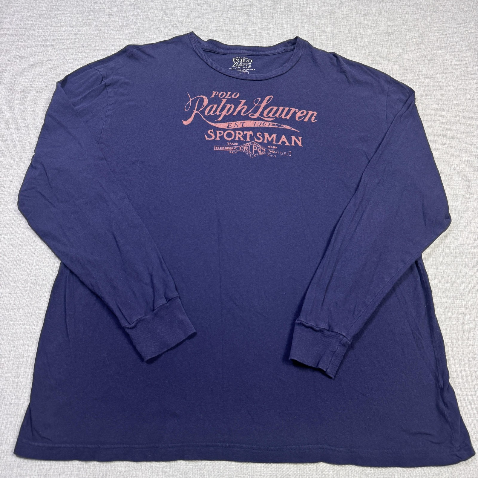 Polo Ralph Lauren Shirt Mens Large Blue Sportsman Graphic Long Sleeve Crewneck gallery