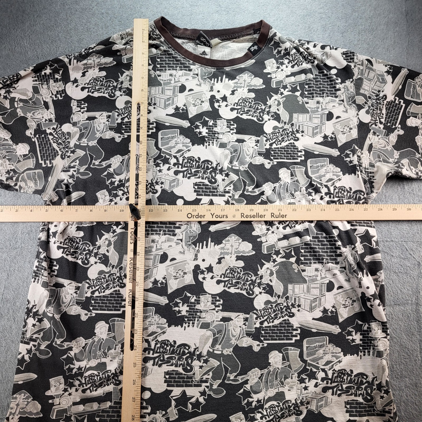 LRG Lifted Researck Group Lumber Jack City All Over Print T Shirt Mens 3XL Rough gallery
