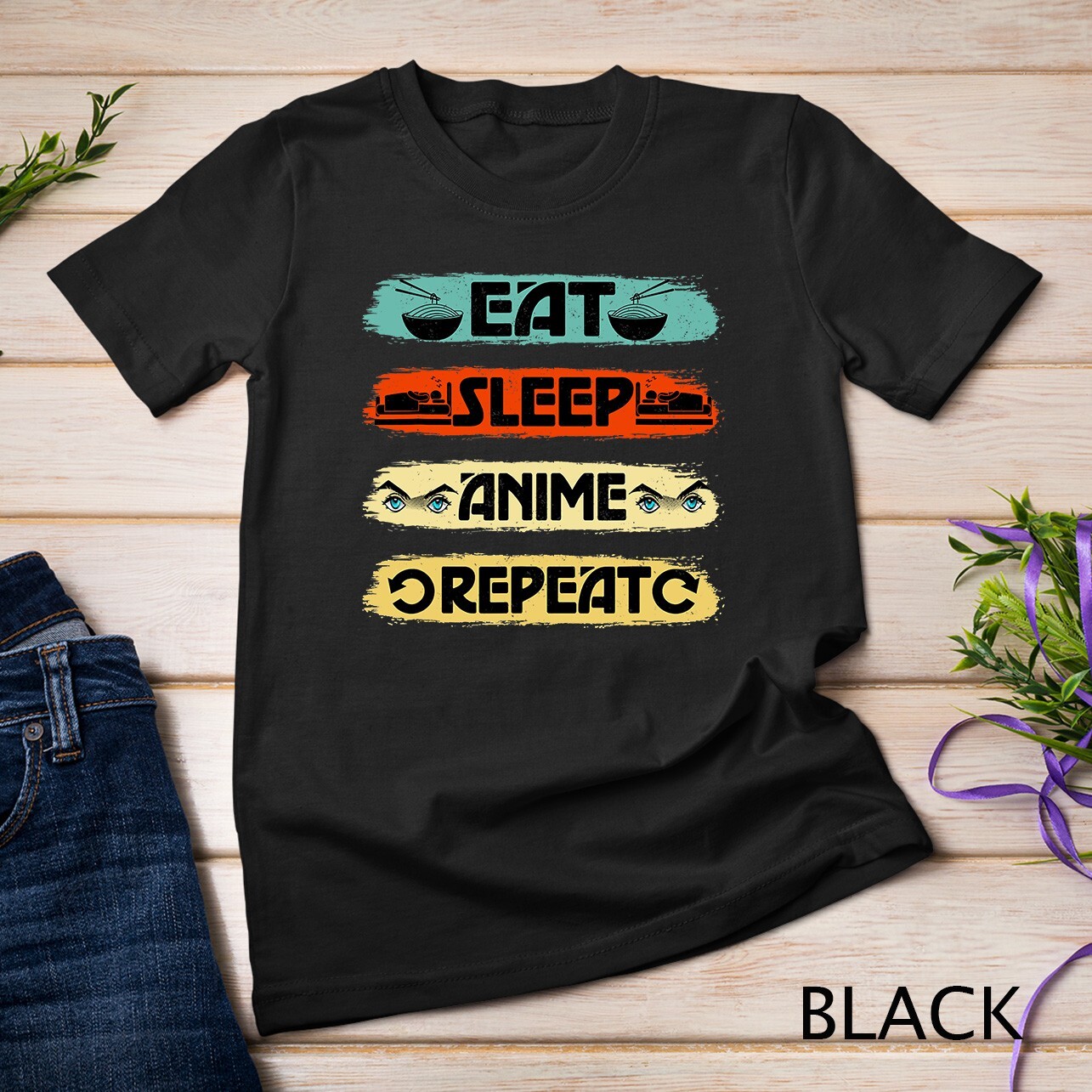 Eat Sleep Anime Repeat Ramen Kawaii Japanese Manga Lovers T-Shirt Unisex T-shirt