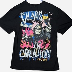 NWT Reason Brand Chaos In Creation Grim Reaper Black Tee Shirt Mens Size Large