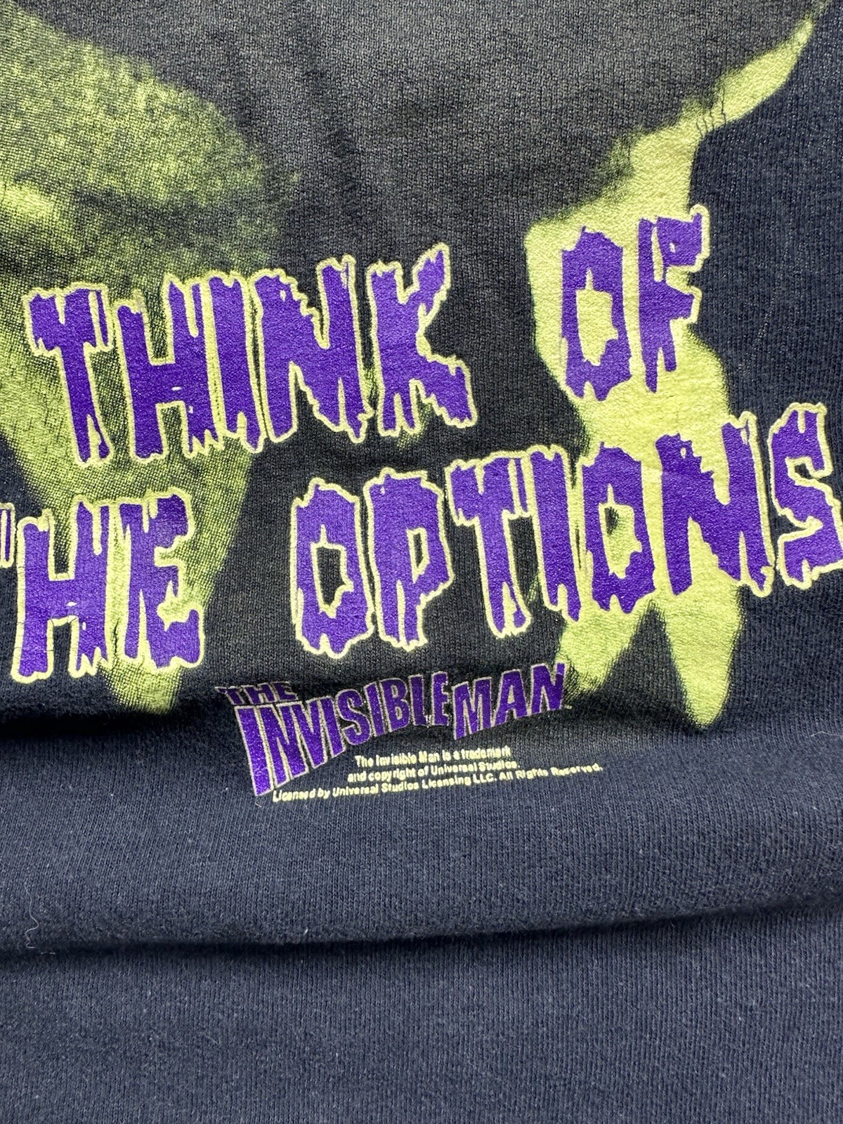 Vintage Men’s The Invisible Man Horror Movie Promo Shirt 90s Sz L Black gallery