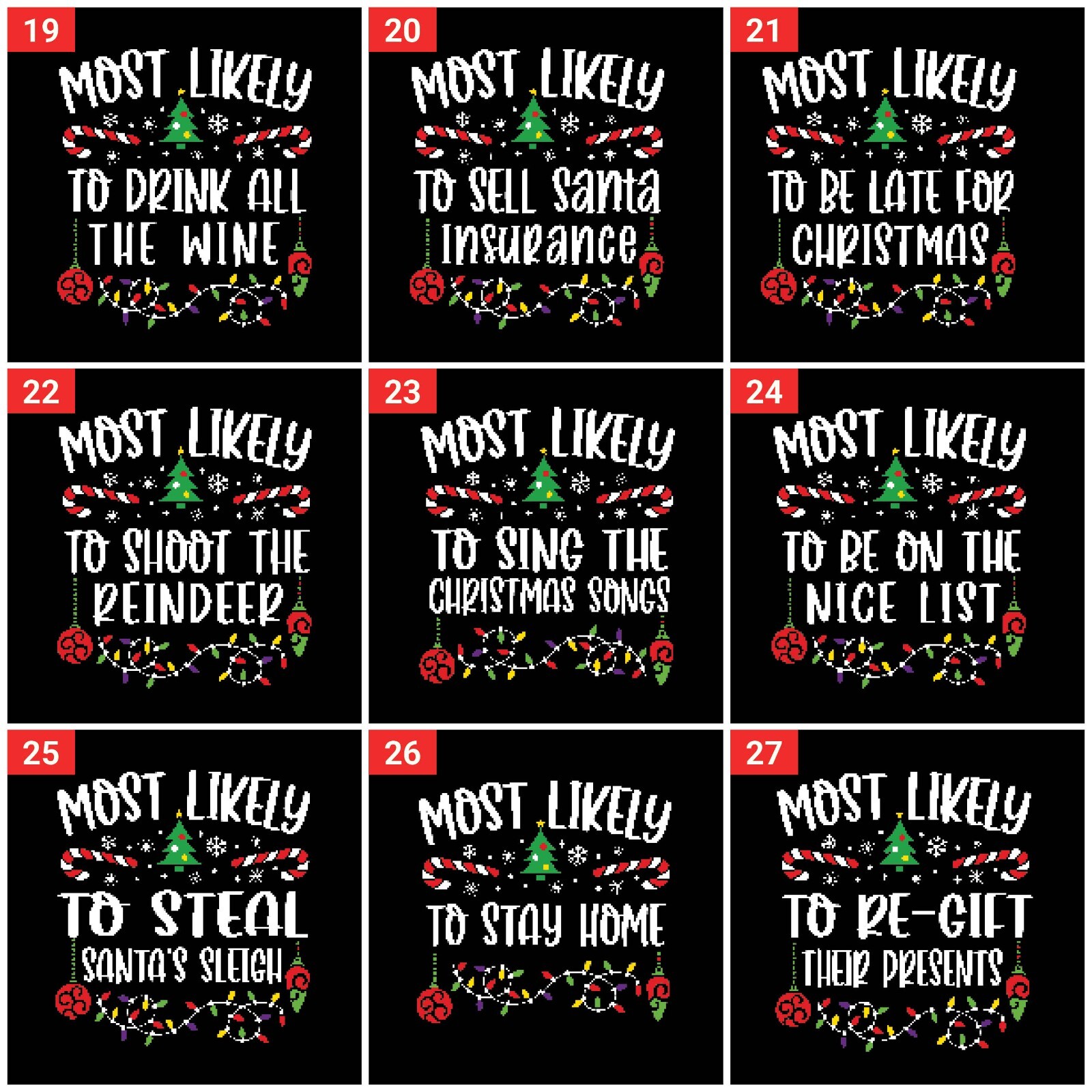 T-SHIRT (ML) Most Likely to Christmas Family Matching Shirt Costume Outfit gallery