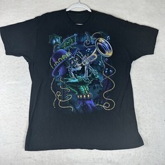 Vintage Y2K Skeleton Skull Voodoo Trumpet Music Anvil Size XL EUC Bling