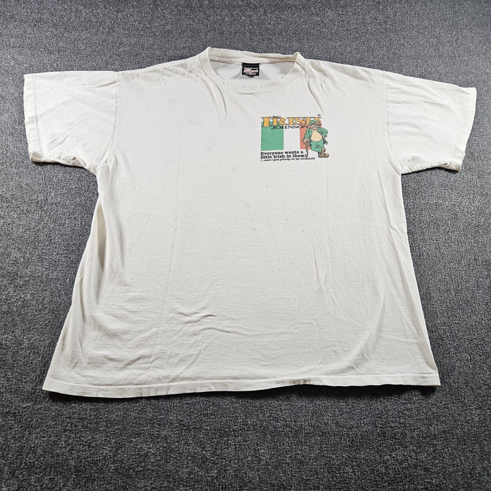 Vintage Big Johnson Shirt Mens XL White Big Irish Johnson St Patricks Tee 1997