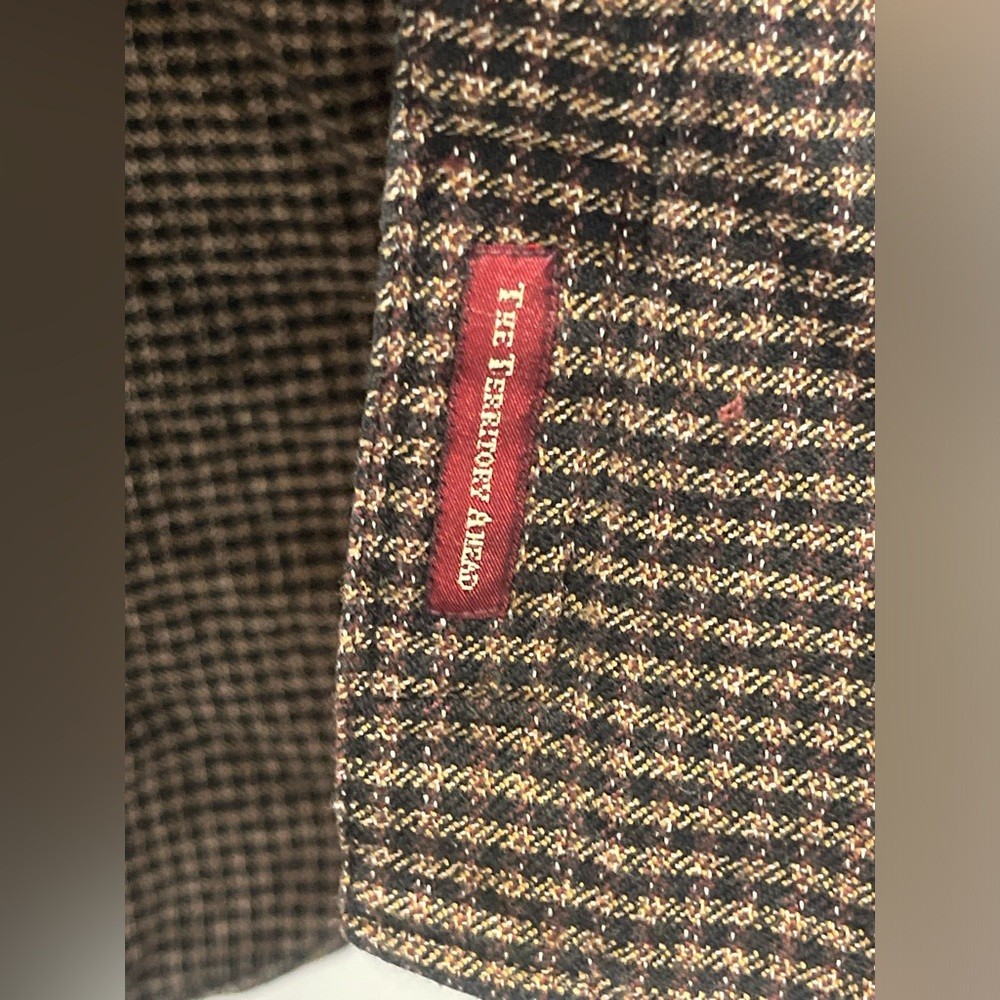 The territory ahead wool silk cotton blend houndstooth herringbone men shirt XL gallery