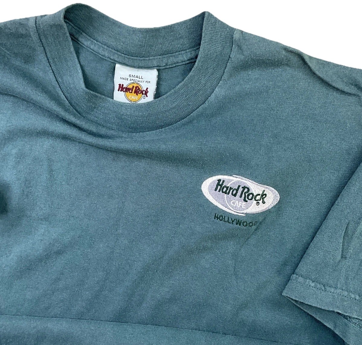Vintage Hard Rock Cafe T-Shirt Men Sz S Hollywood Embroidered 90s Tee USA
