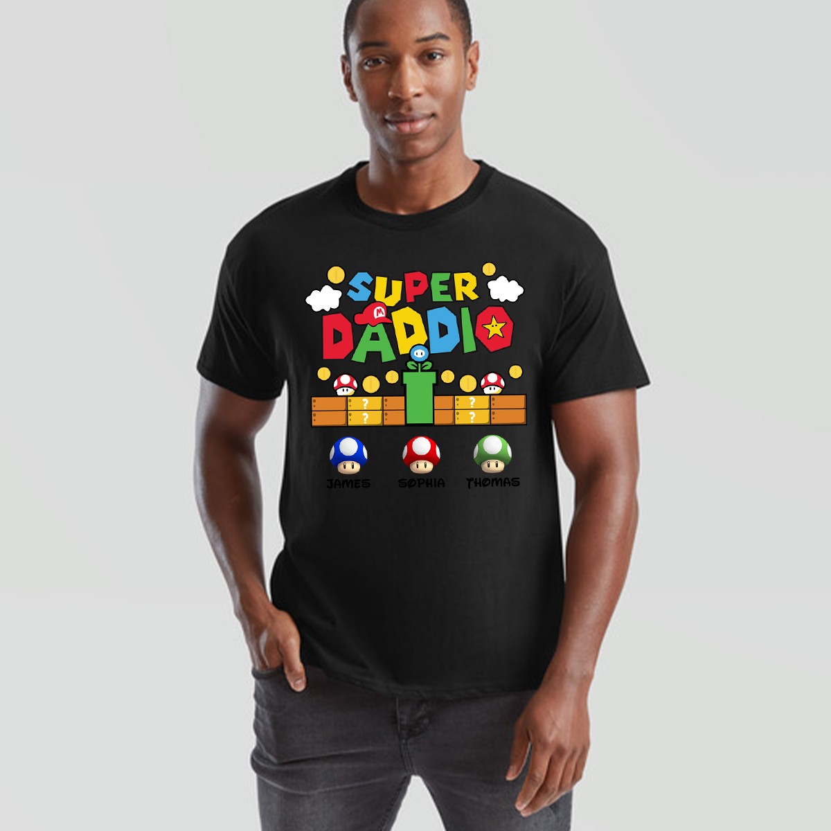 Personalised Super Daddio Mens T Shirt Gaming Fathers Day Mens Graphic Tee gallery