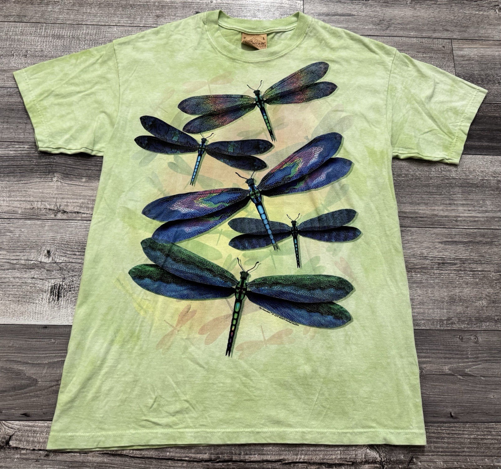 The Mountain Dragonfly Shirt Adult Large Green Tie Dye 2009 Y2K Retired Logo gallery