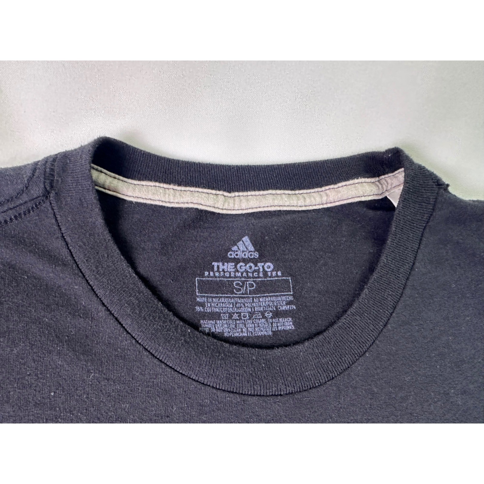 Adidas The Go-To Performance Tee Shirt Mens Small Black Neon Green Climalite S gallery