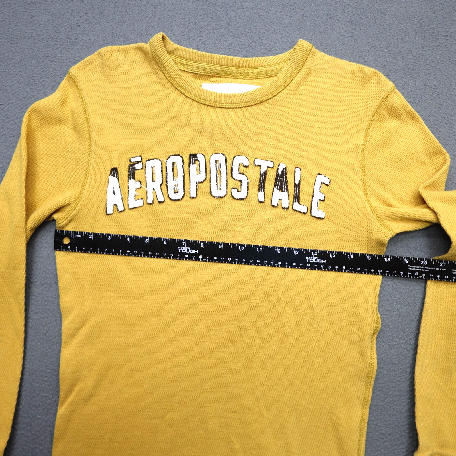 Vintage Aeropostale Thermal Waffle Knit Shirt Men's Size M Yellow Embroidered gallery