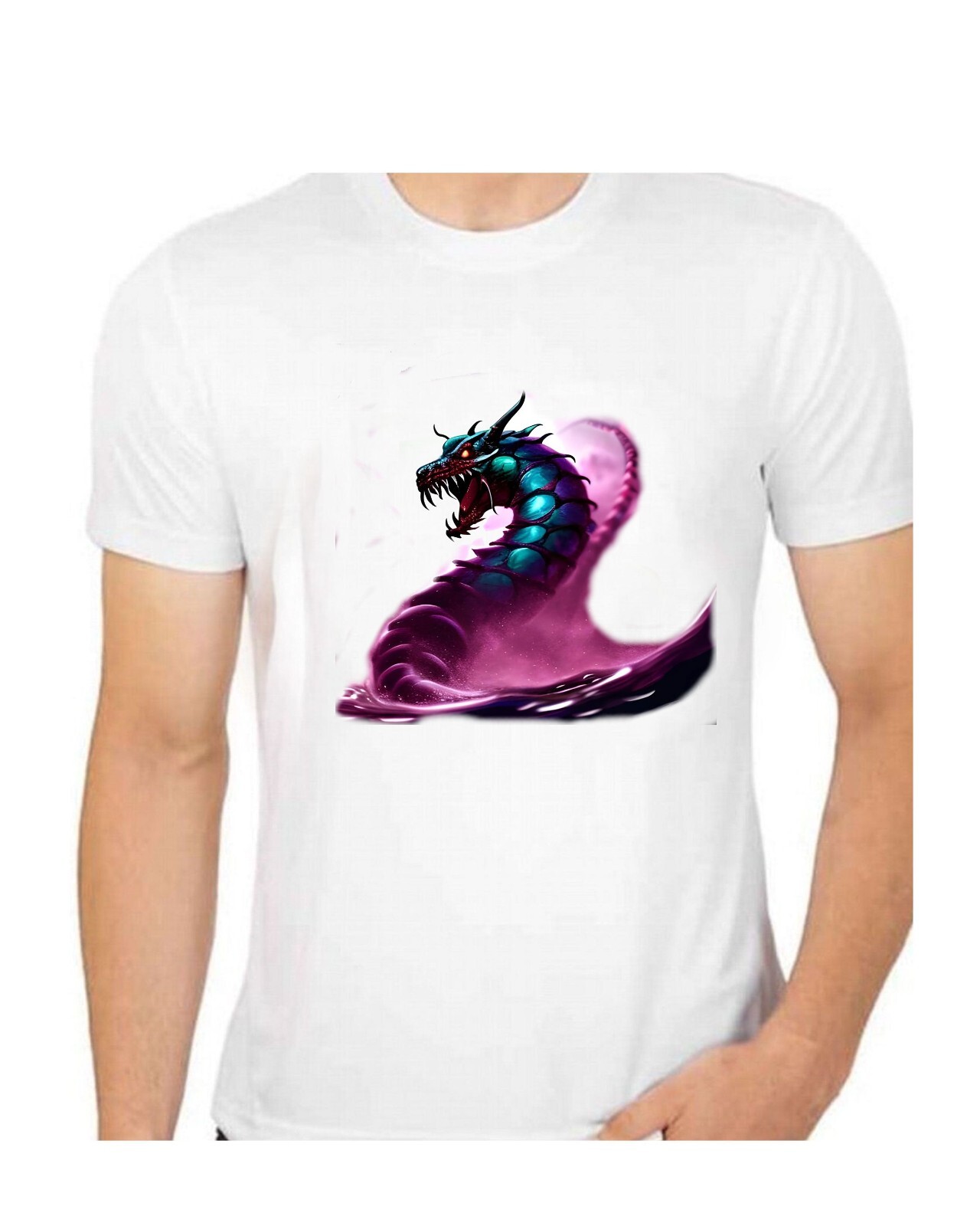AI Fantasy Art Dragon T shirt for Men Apparel Short Sleeve Clothing gallery