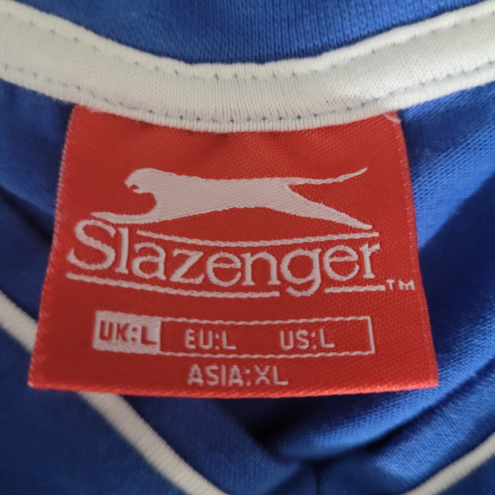 Mens SLAZENGER T Shirt Blue Large Top Gym Running V Neck Casual gallery