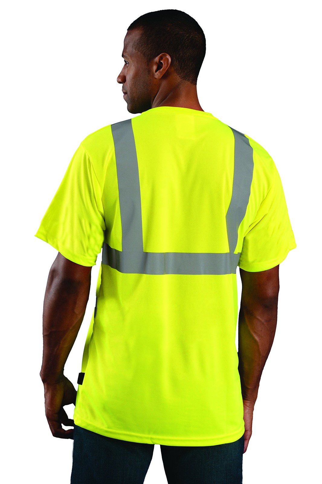 2X Large Yellow Men's Wicking Birdseye T Shirt Ansi Class 2 Reflective Safety gallery