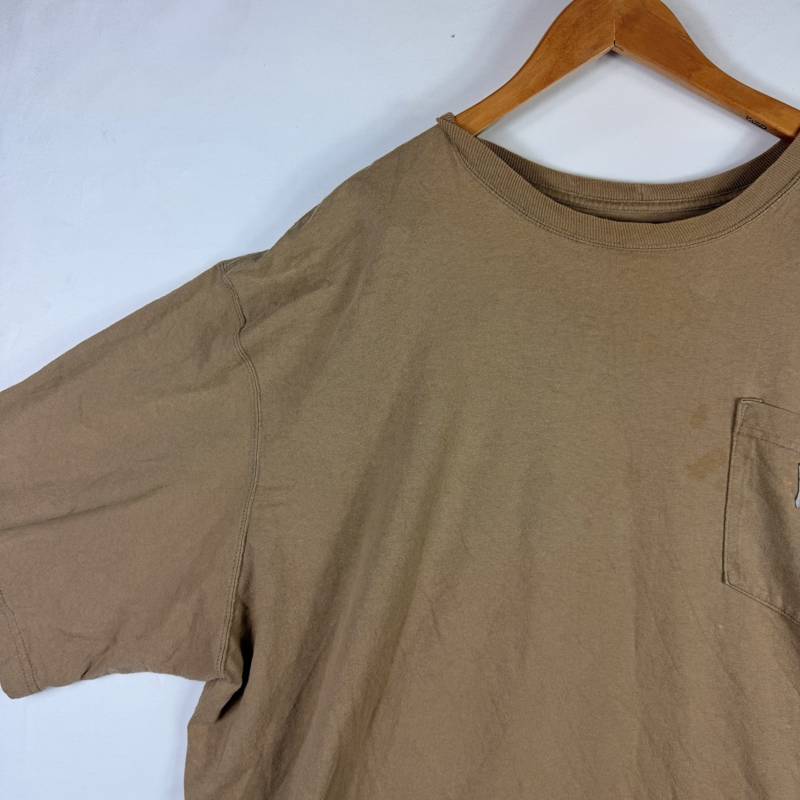 Carhartt T-Shirt Men's 4XL Original Fit Beige Short Sleeve Pocket 100% Cotton gallery