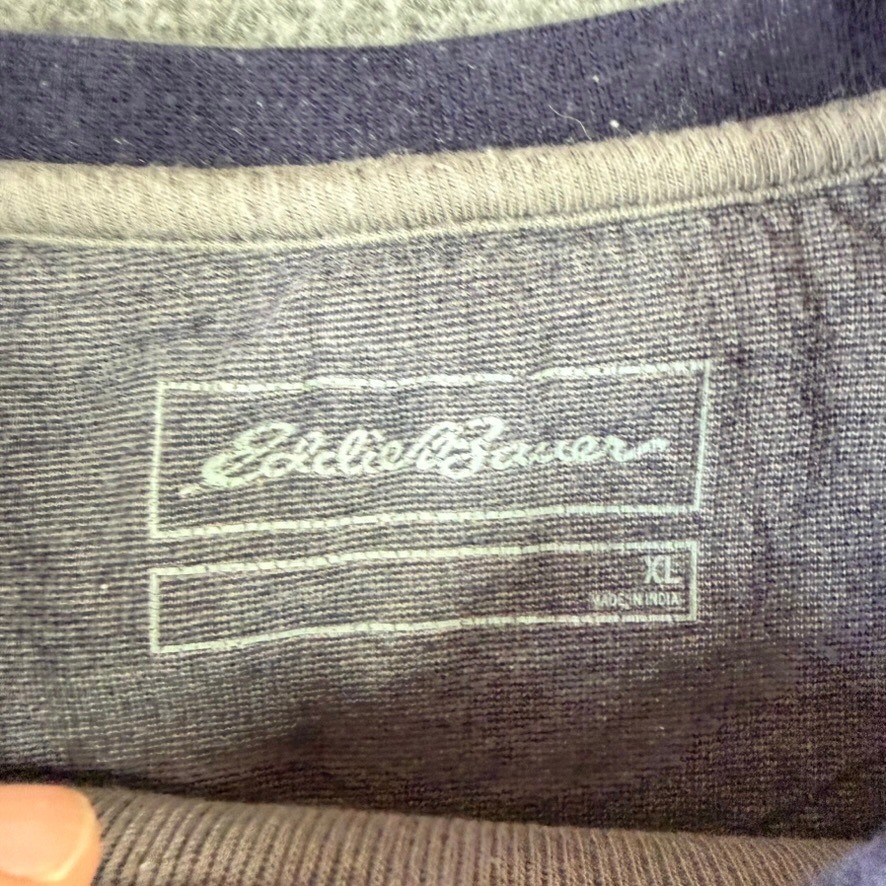 Eddie Bauer Mens XL Gray Long Sleeve Cotton Crewneck T-Shirt Contrast Stitching gallery