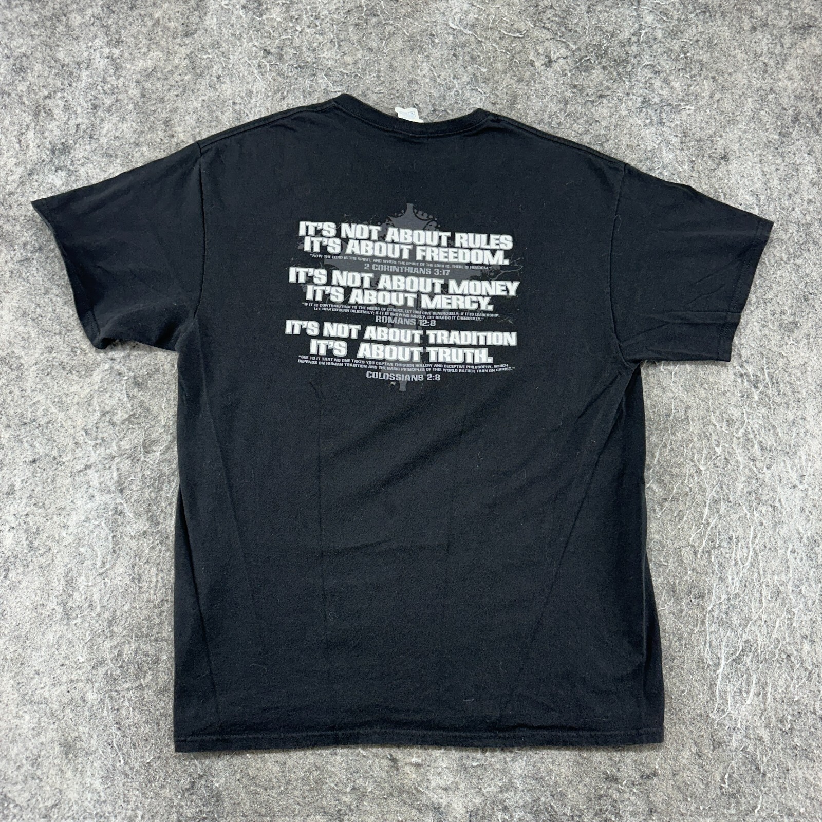 Its Not About Religion Shirt Mens XL Black Graphic Spellout Print Crew Neck gallery