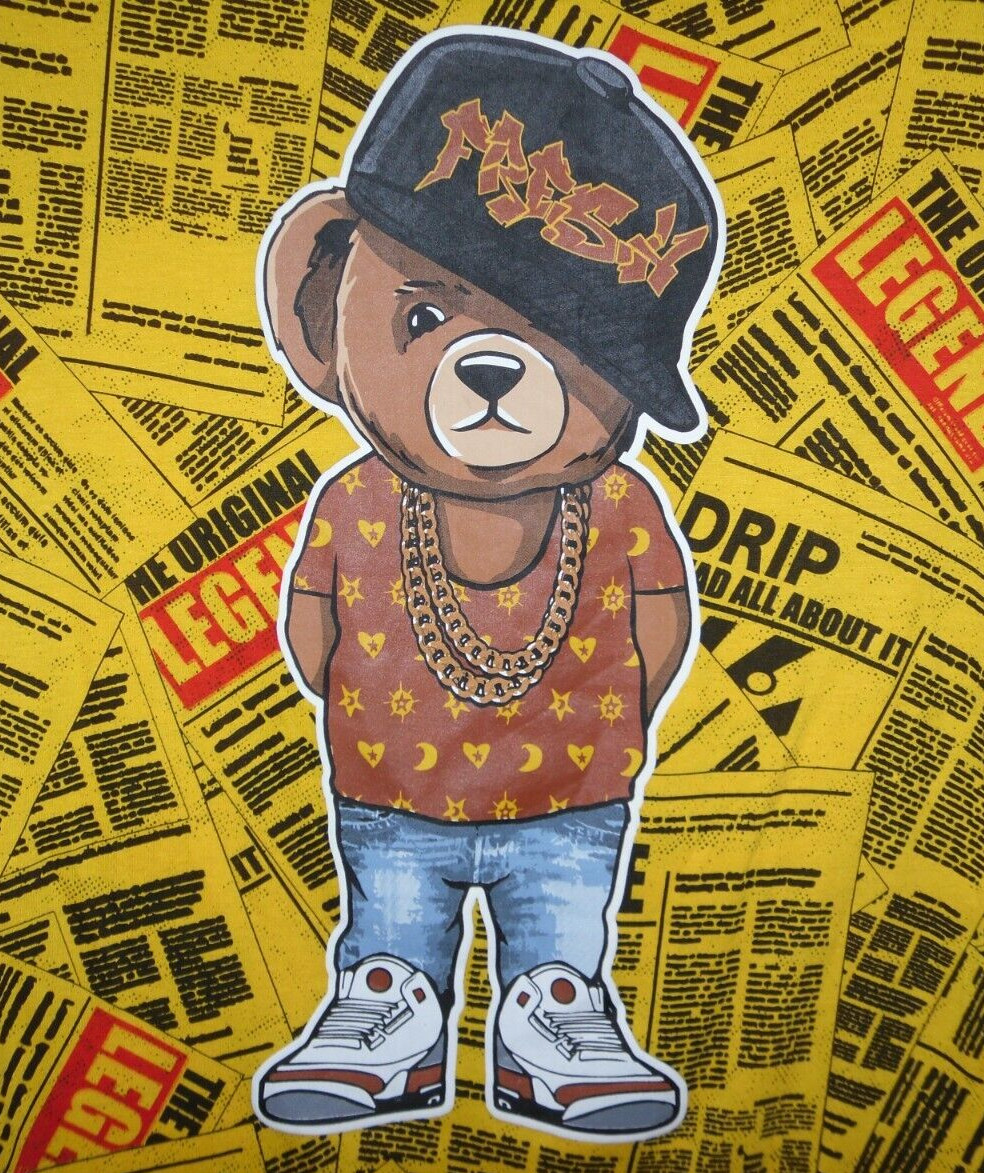 Launder Bailey Apparel T-Shirt Size Small Hustle Bear The Original Legend AOP gallery