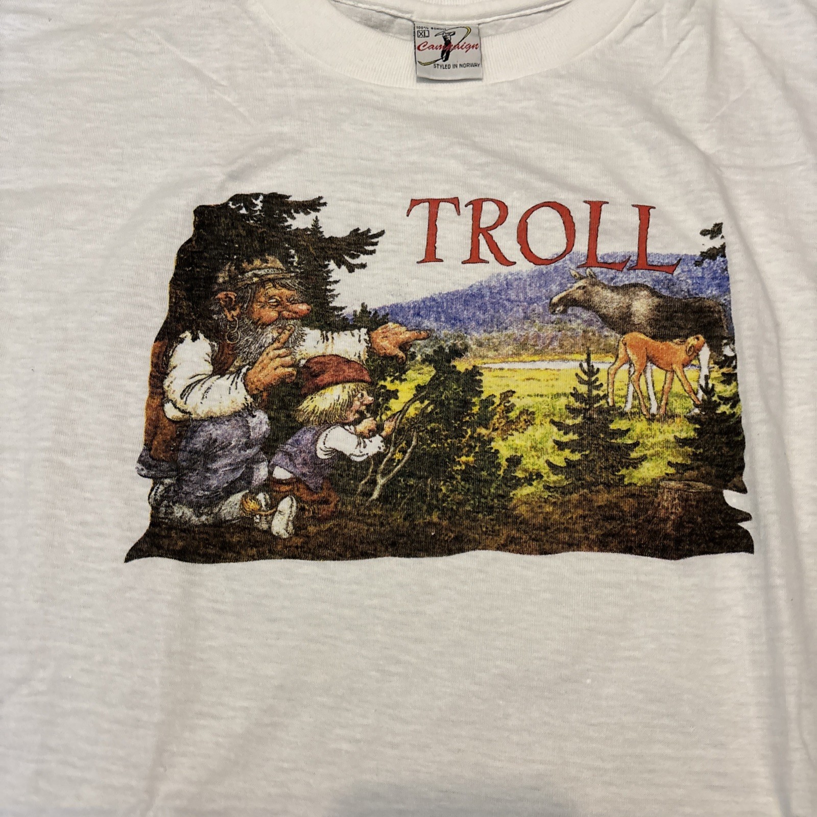 NWOT Vintage Trolls Norway Single Stitch T Shirt Mens Unisex XL Rolf Lidberg Art gallery
