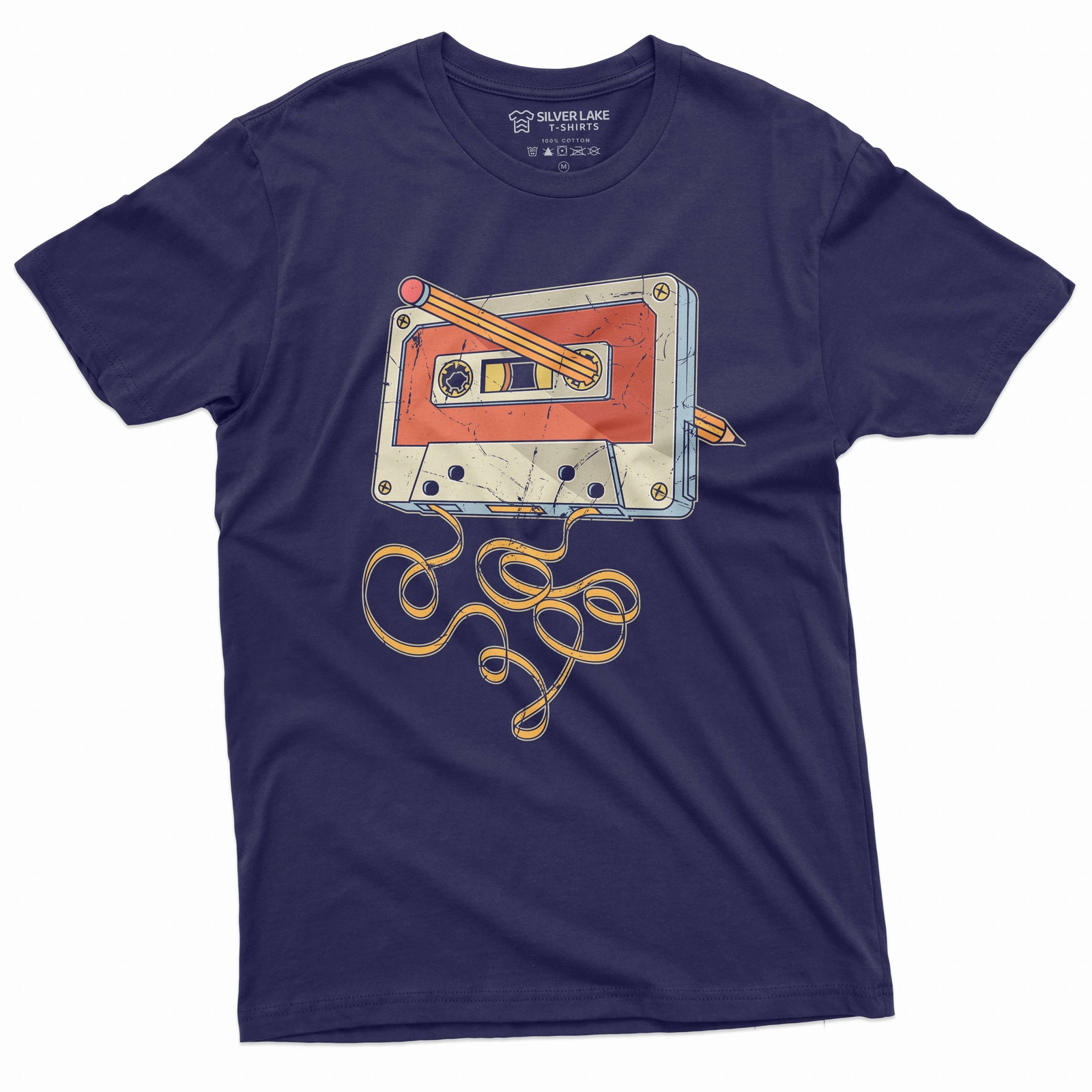 Men's vintage cassette tape with pencil T-shirt 80s 90s born nostalgic gift gallery