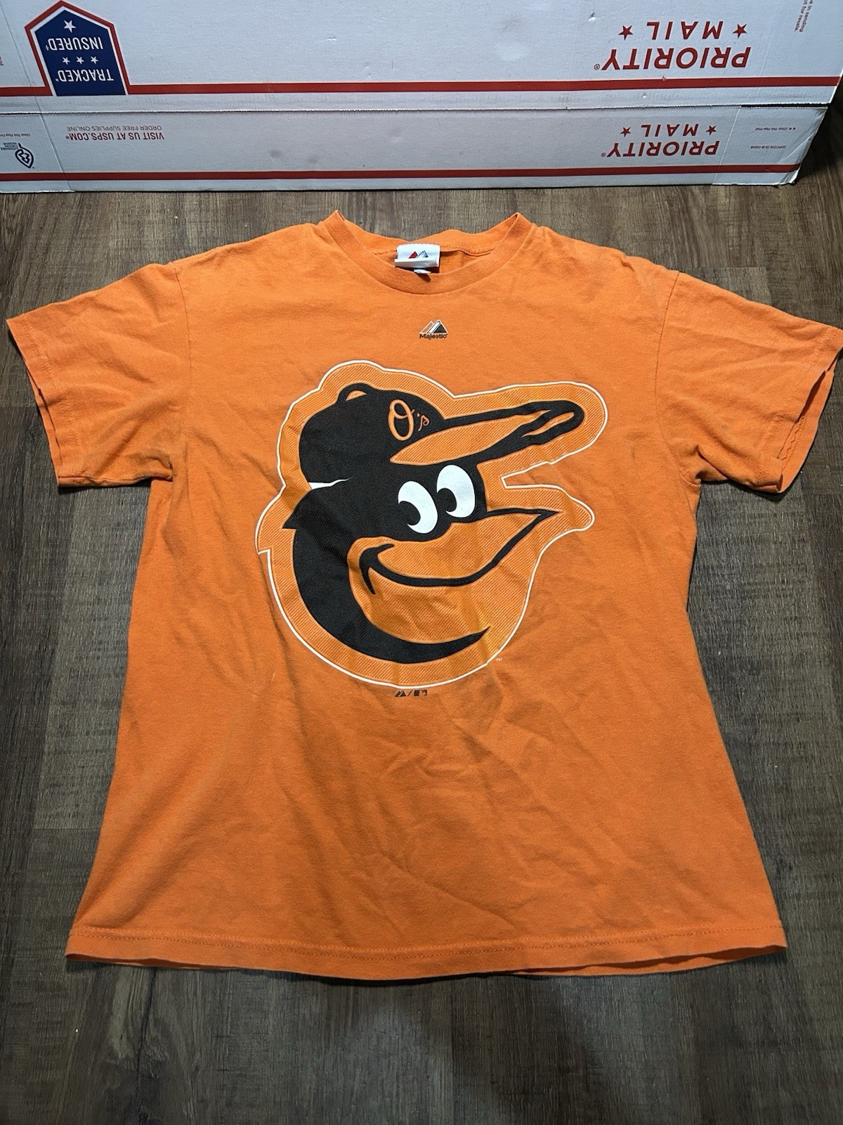 Baltimore Orioles Majestic Bird Logo Orange Graphic T Shirt MLB Top Mens Medium gallery