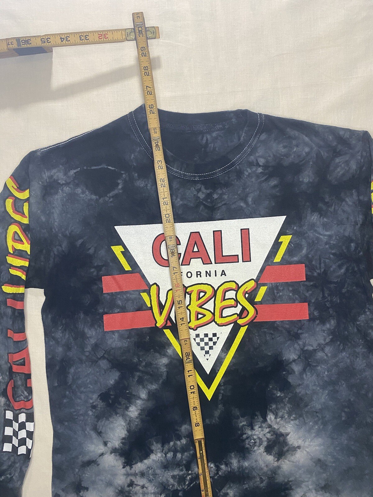 California Vibes Long Sleeve Black Tie Dye Crew Neck T-shirt Size In Description gallery